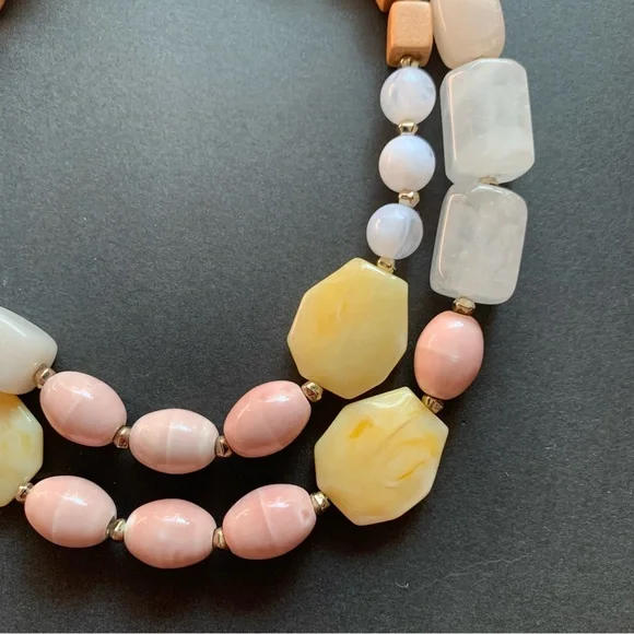 Ann Taylor LOFT Chunky Double Strand Beaded Quartz Necklace - Picture 4 of 7